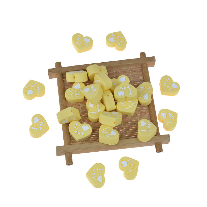 Al por mayor 20pcs bebé dentición amor corazón silicona cuentas de silicona